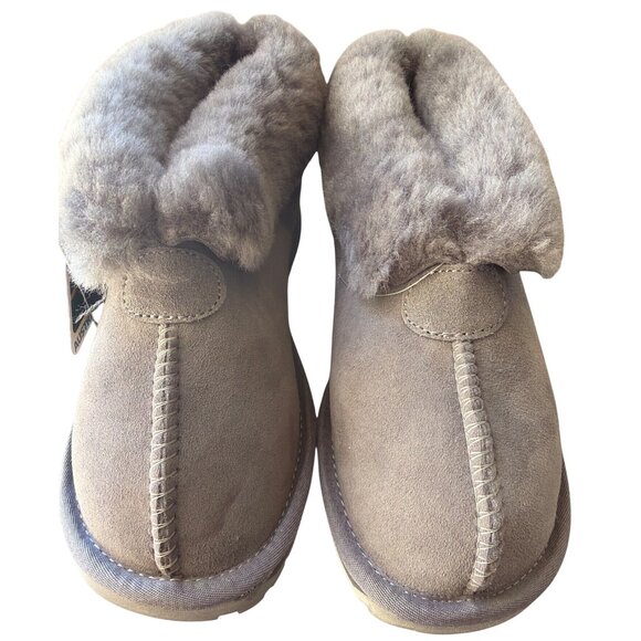 EMU Australia Sheepskin Fold-Cuff Ankle Boot Slippers Grey Suede Shearling 7 New - Picture 13 of 16